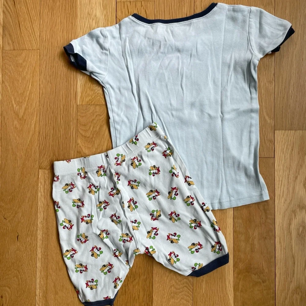 LEVERET Blue Sleepwear PJ Short Set Airplane - size 8 (10)
